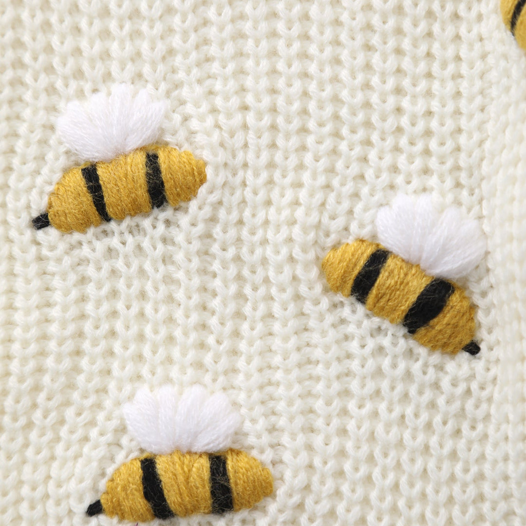 Baby Girl Little Bee Embroidery Knitted Sweater