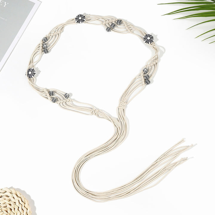 Retro boho waist chain ethnic style braided belt