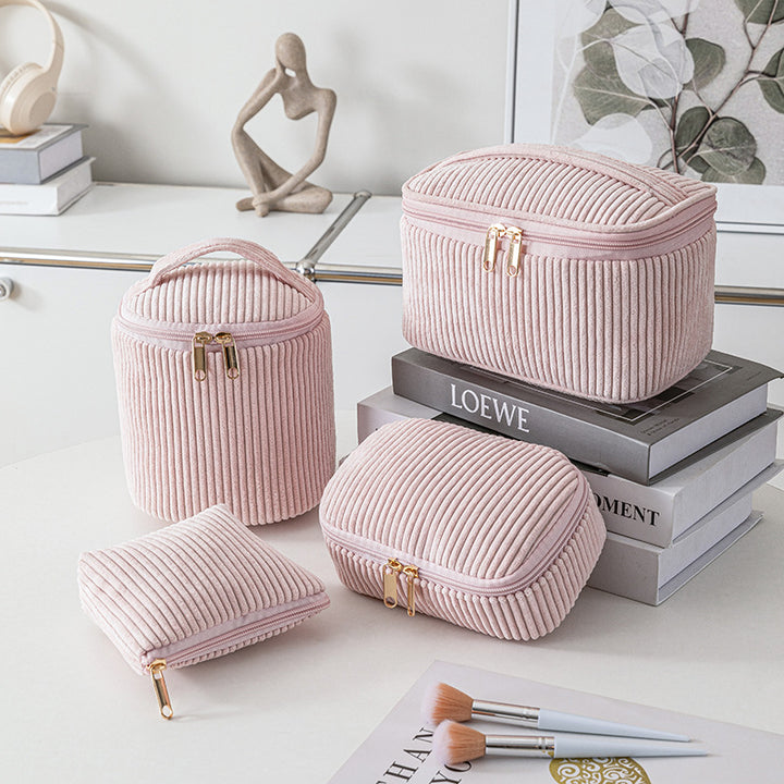 Corduroy cosmetic bag travel portable bag-4pcs set
