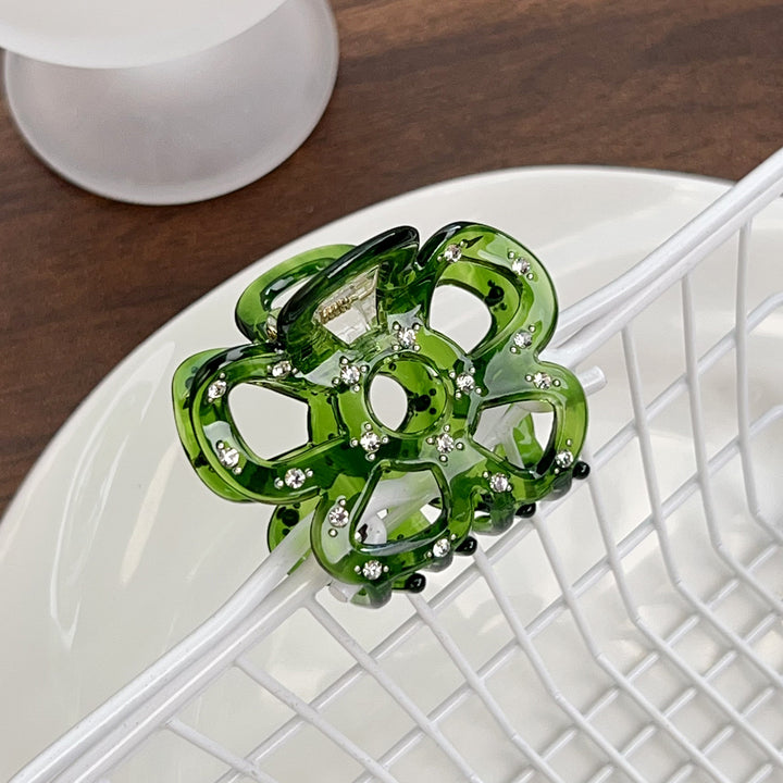Hollow flower diamond acetate hair claw clips