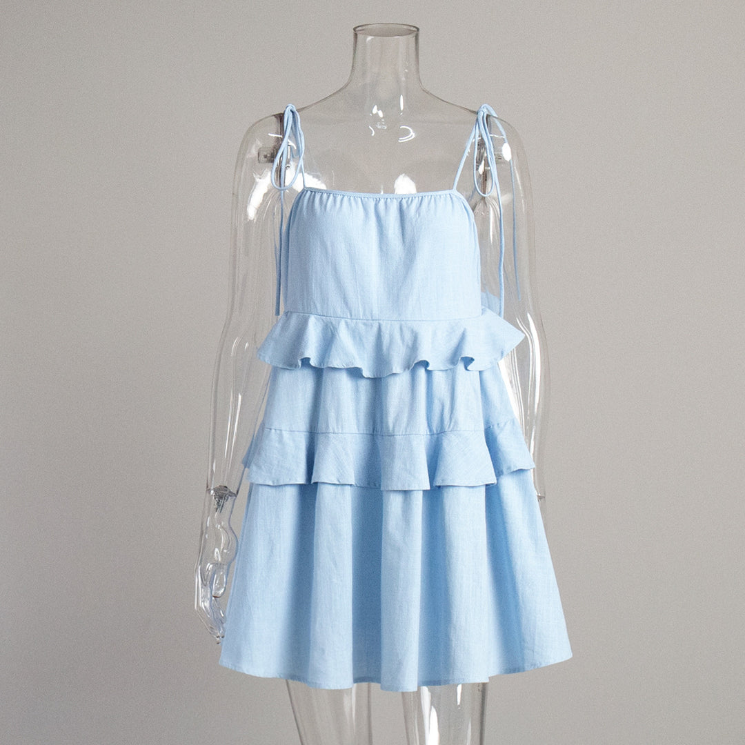 Summer layered backless cake skirt mini slip dress
