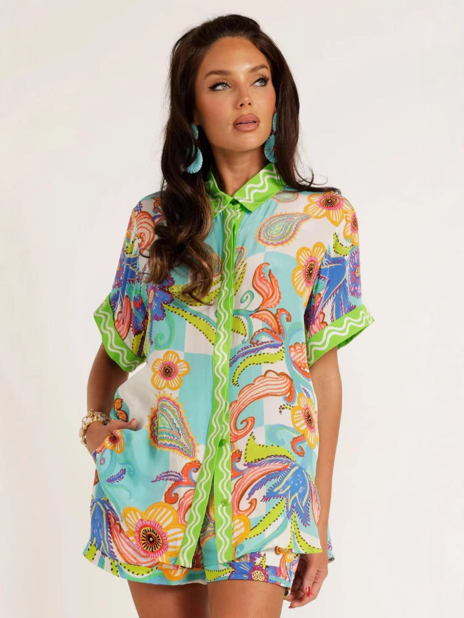 Summer Graffiti Vacation Shorts Set for seaside