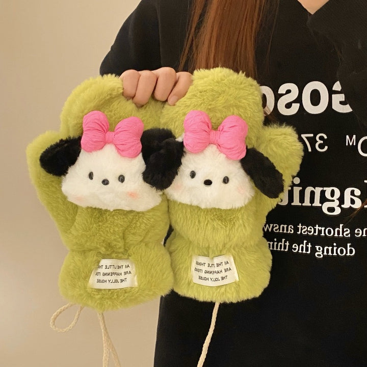 Winter plush thickened gloves for keep warm