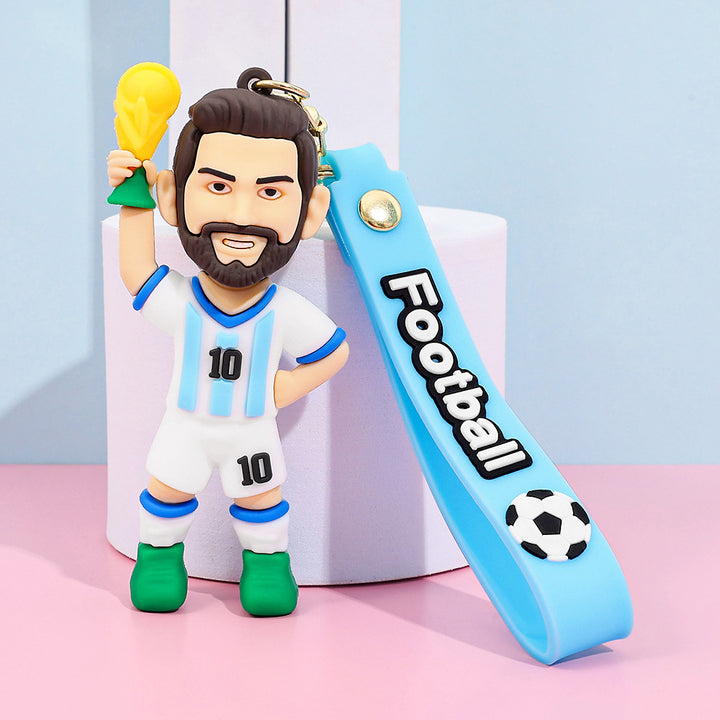 Football star character keychain Messi Ronaldo fan gift