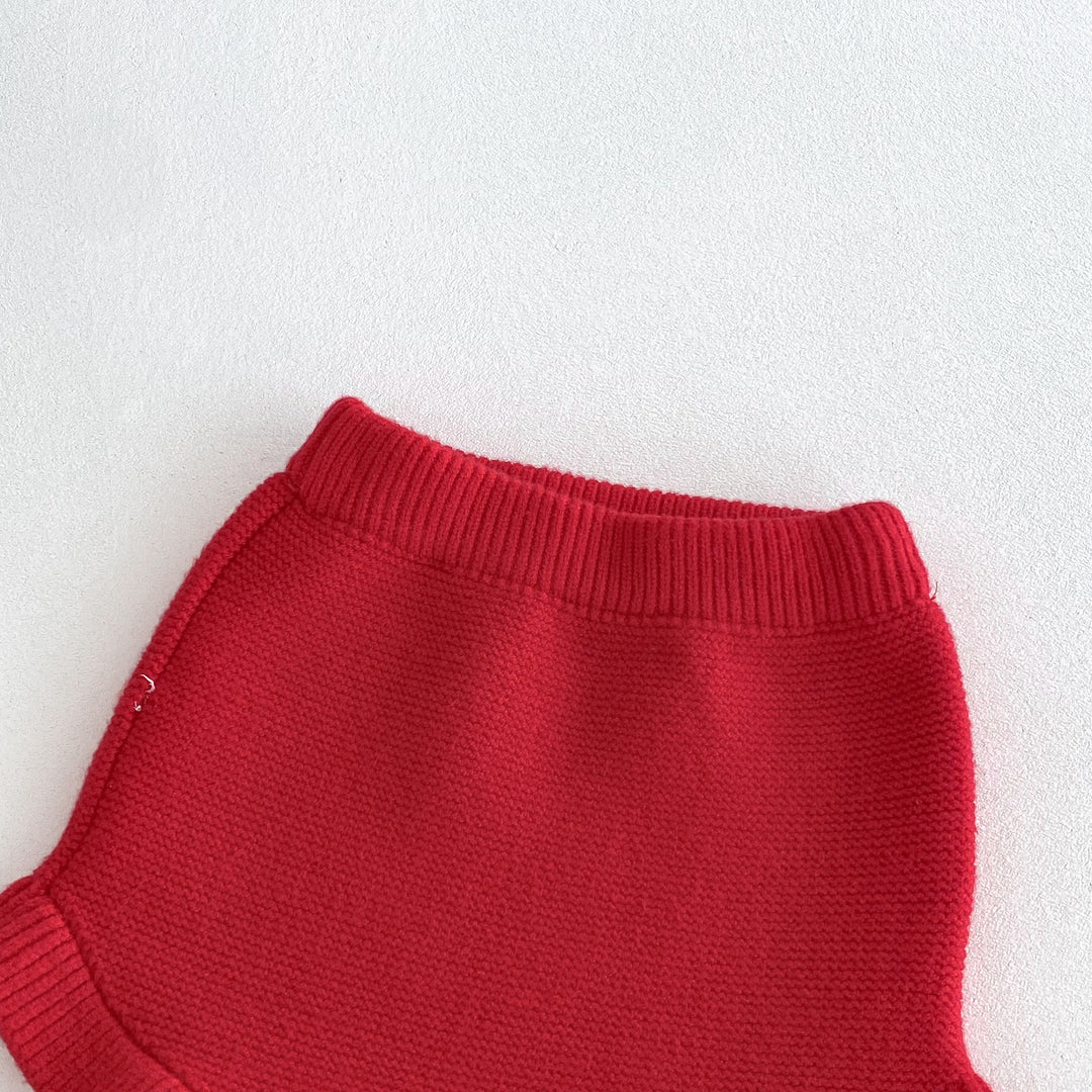 3D Strawberry Baby Girl Knitted Sweater Cardigan&Shorts 2PCS Suit