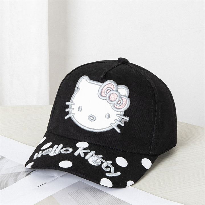 Girls summer kitten embroidered baseball cap