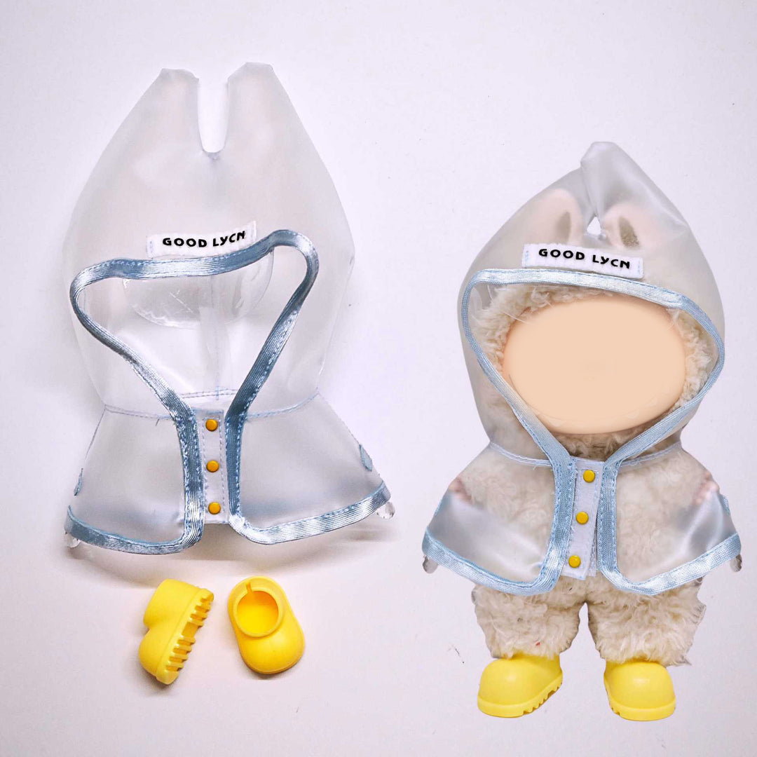Labubu transparent raincoat&rain boots 2pcs set