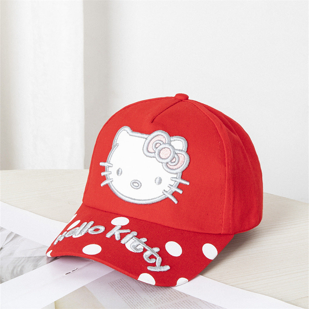 Girls summer kitten embroidered baseball cap