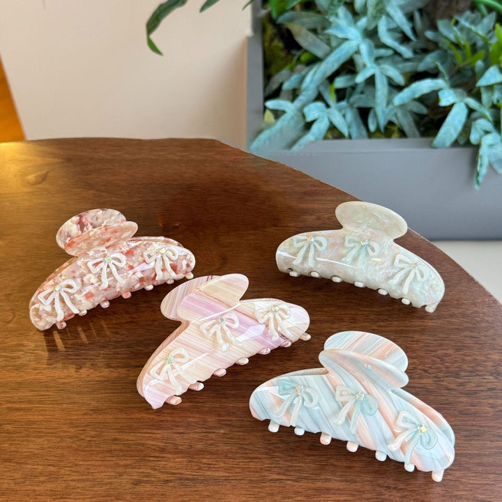 Acetic 3D sweet diamond bow hair shark clip for women