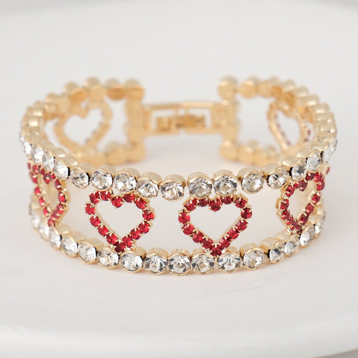 Valentine's Day heart-shaped hollow layered bracelet for women.