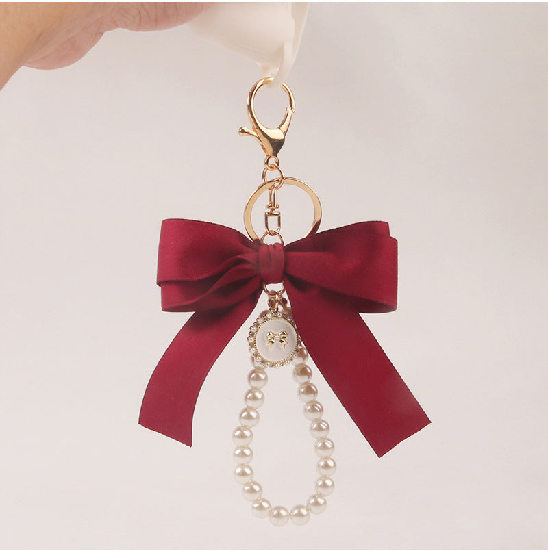 Ribbon bow pearl keychain-mother's day gift