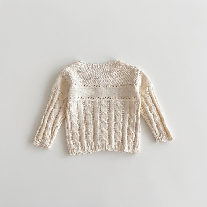 Embroidered Flower Cable Knit Sweater for baby girls