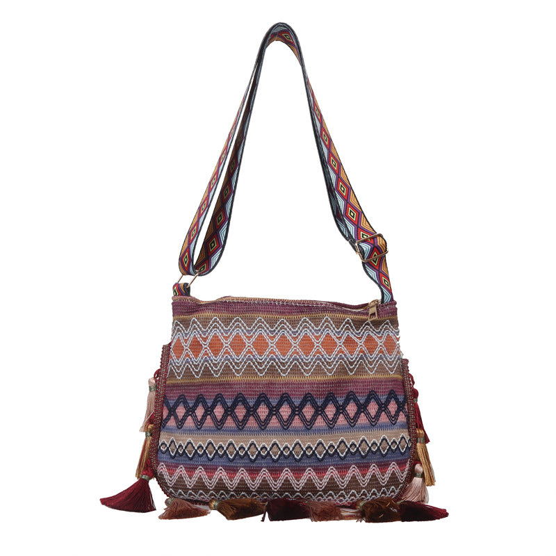 Ethnic style tassel small square bag Boho bag