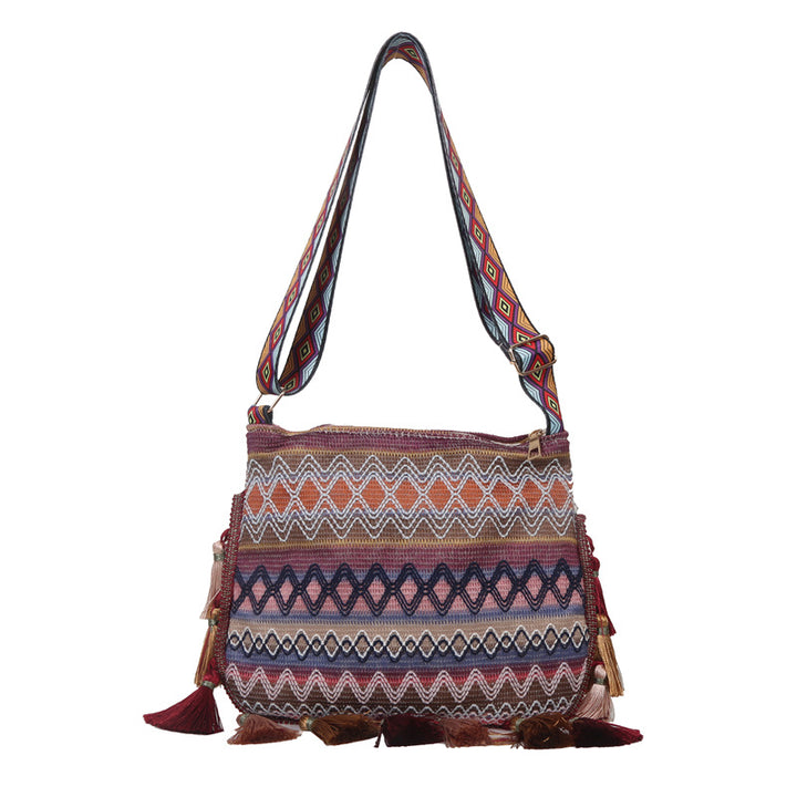 Ethnic style tassel small square bag Boho bag