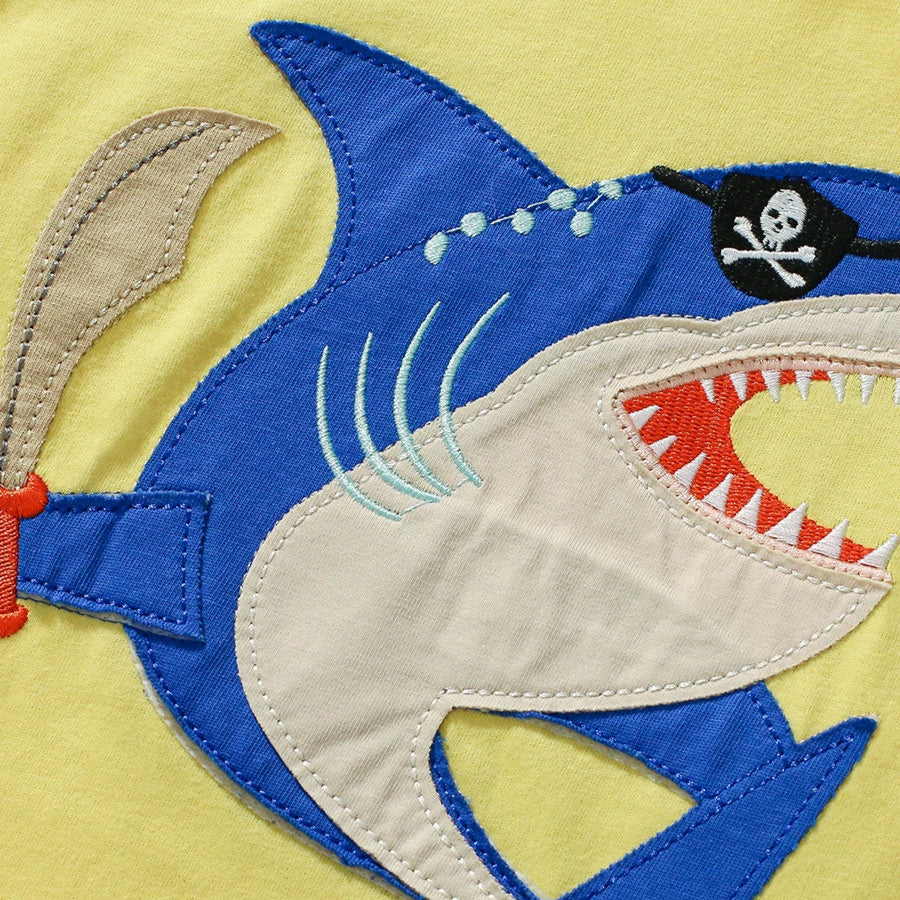 Cute shark applique cotton tee for boys