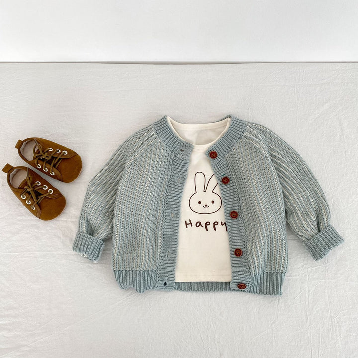 Baby Boys Two-tone cable-knitted cardigan