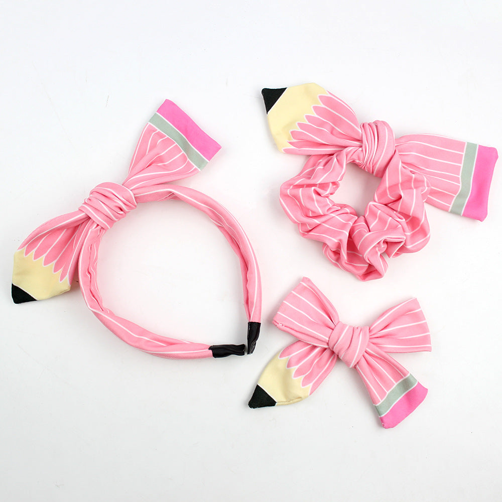 Back to school pencil bow hair accessories 3pcs set