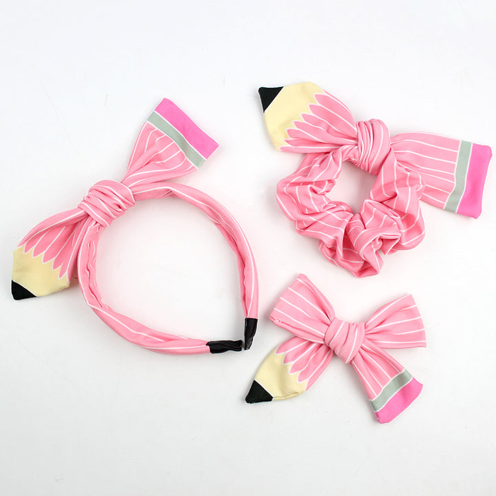 Back to school pencil bow hair accessories 3pcs set
