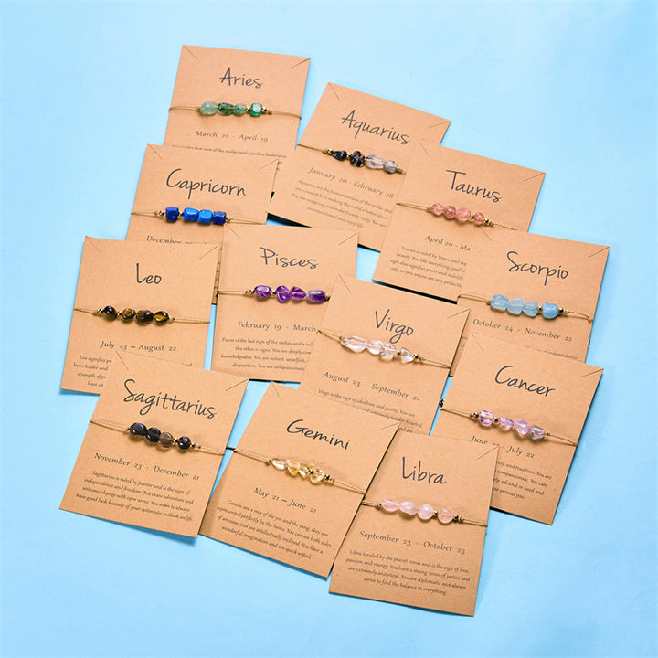 12 Zodiac Signs Natural Stone Hand-woven Bracelet