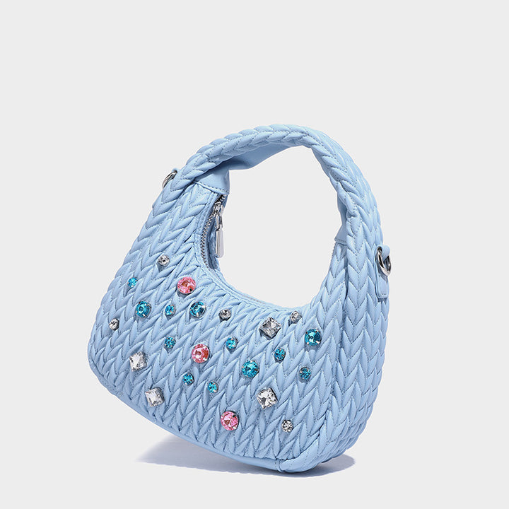 Niche design pleated cloud bag diamond handbag