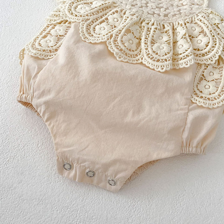 Baby cotton suspender lace romper