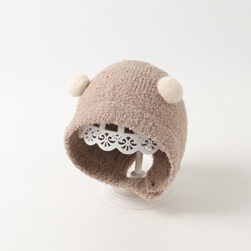 Baby cute ear protection hat warm plush hat