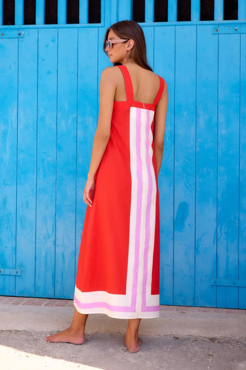 Color Block Square Neck Dress for vacation