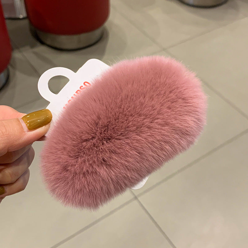 Furry plush hair clip for girls women