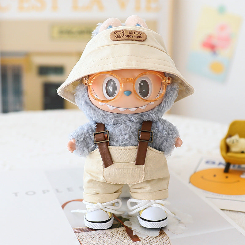 Summer overalls 4pcs set for labubu dolls clothes