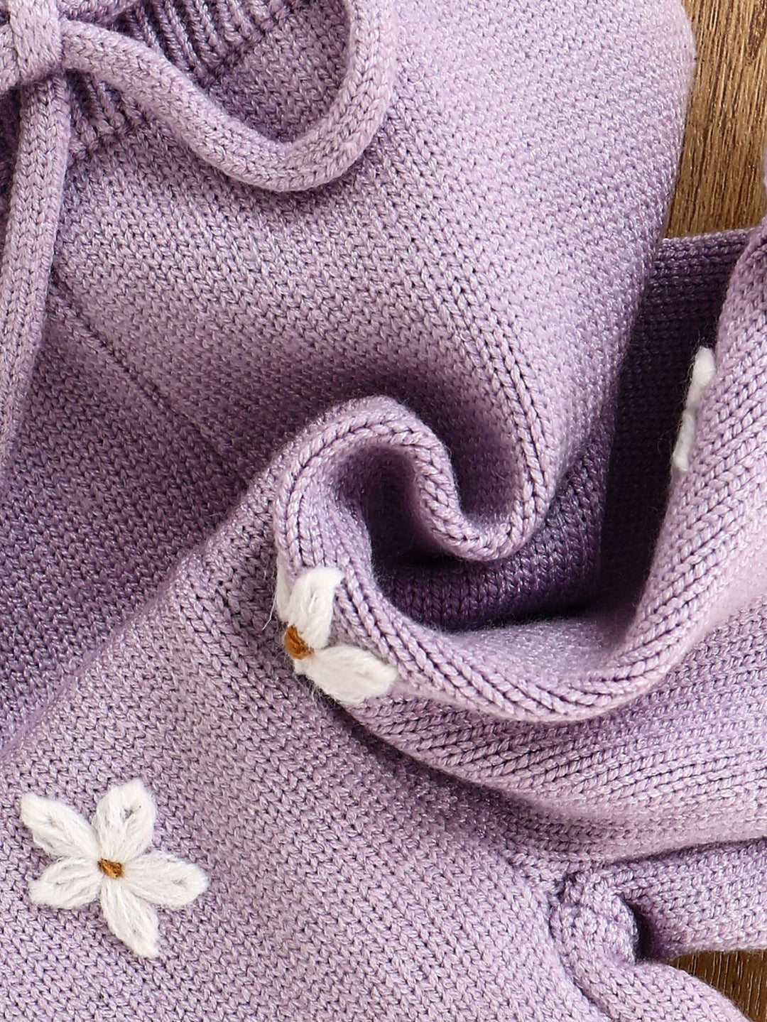 Baby girls sweet floral embroidered knitted top&shorts set