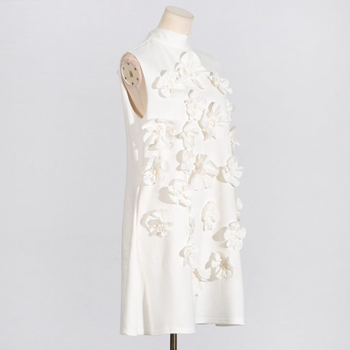 3D flower collage mini dress