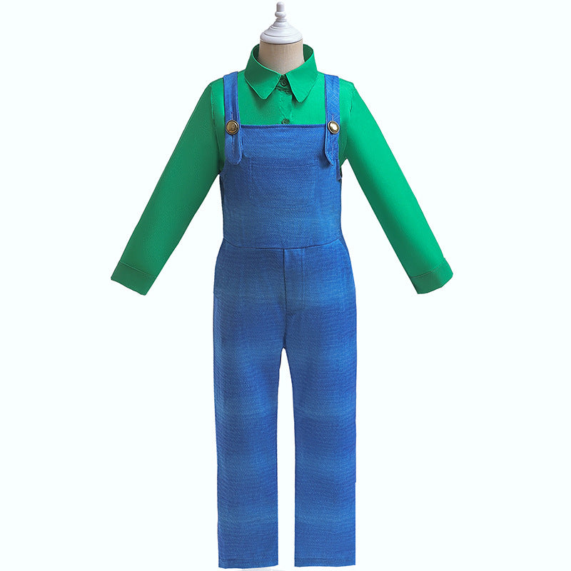 Super Mario inspired cosplay shirt&overalls 2pcs set