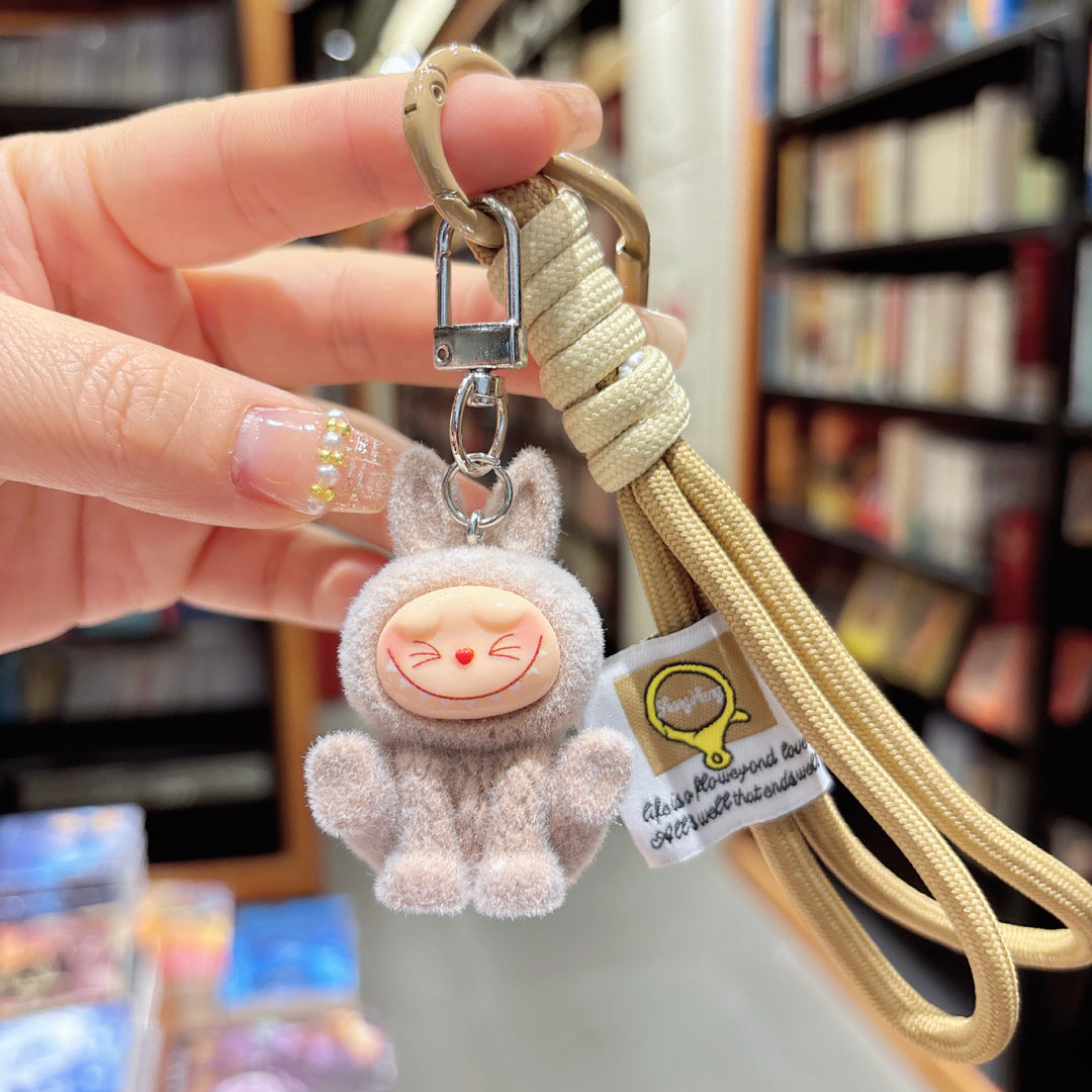 Labubu flocking keychain labubu pendant gift