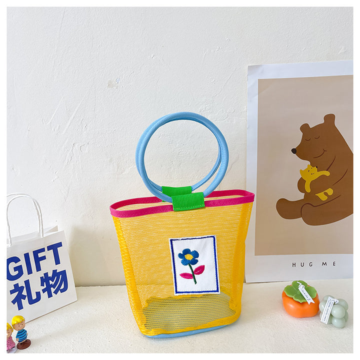 Children's flower hollow mesh beach bag
