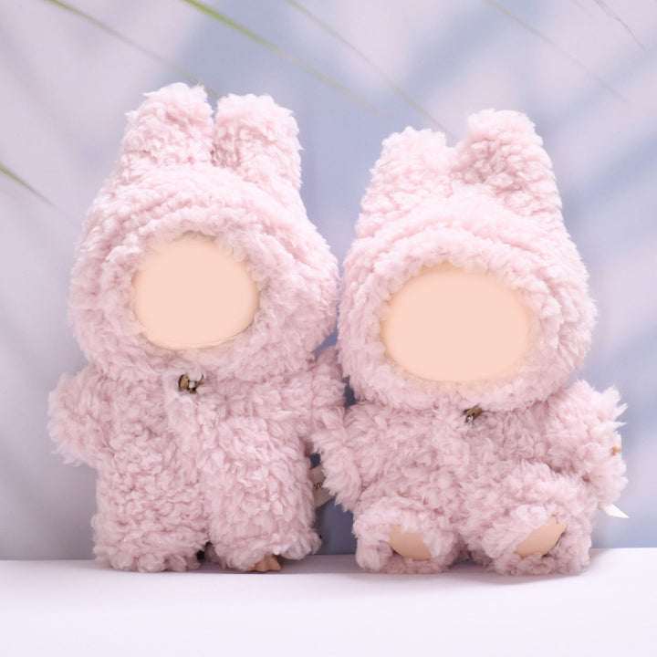 Pink furry Plush jumpsuit for labubu