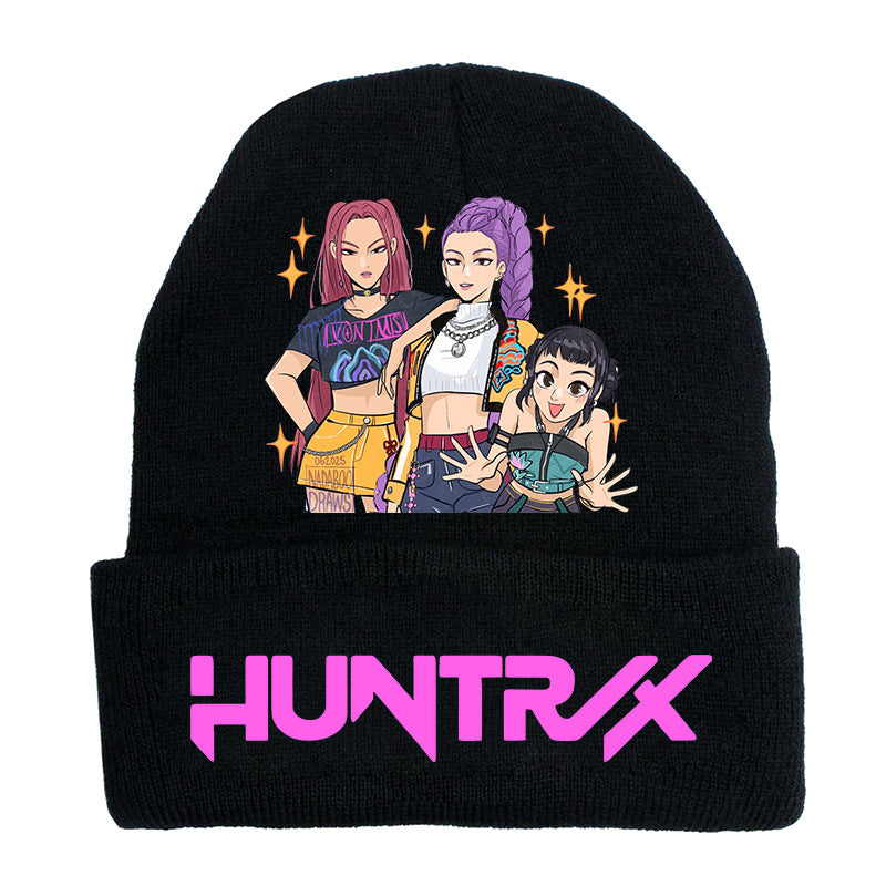 Kpop Demon Hunters knitted beanie hat-black