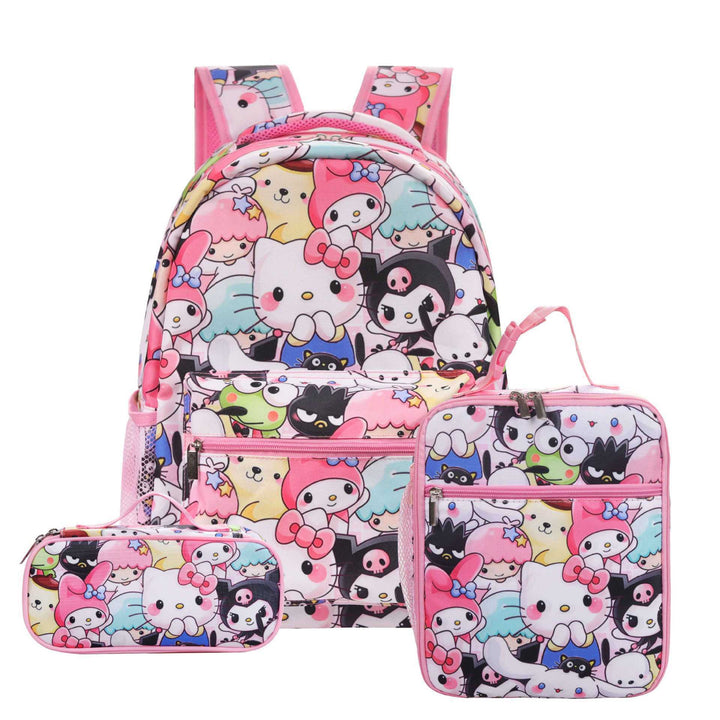 Stitch printed school backpack with lunch bag pencil bag