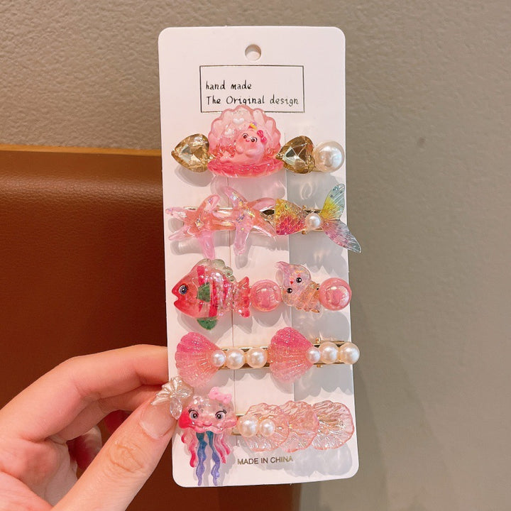 Ocean Princess Mermaid Starfish Hair clip 5pcs set for Girls