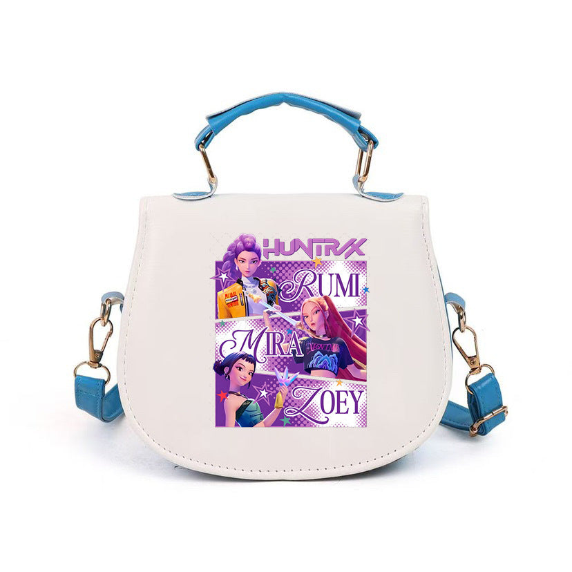 Kpop Demon Hunter small PU handbag shoulder bag-blue