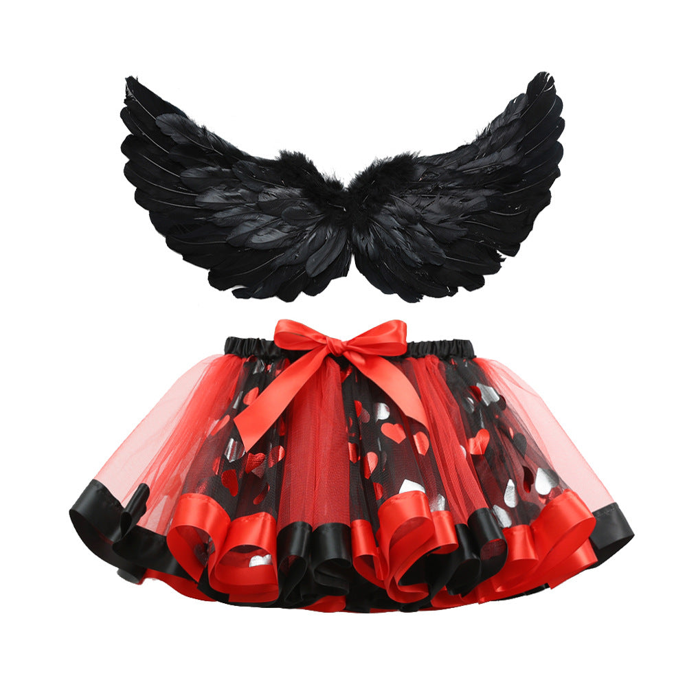 Halloween costumes girls tutu skirt&black feather wings