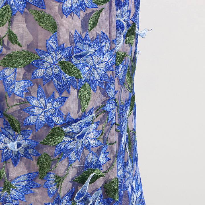 3D flower embroidery tube top dress banquet dress