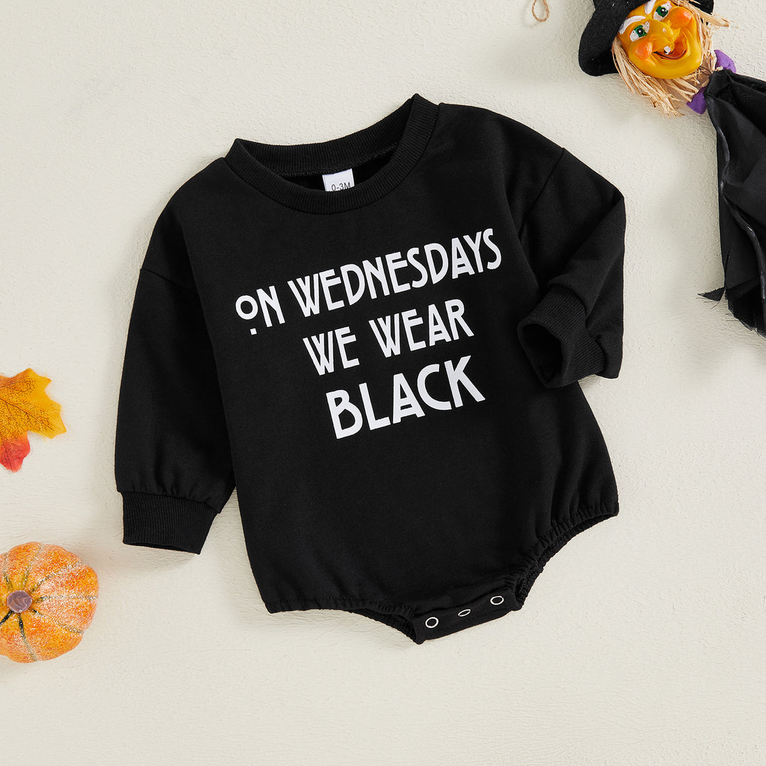 Halloween Wednesday Printed Long Sleeve Bodysuit for sibling