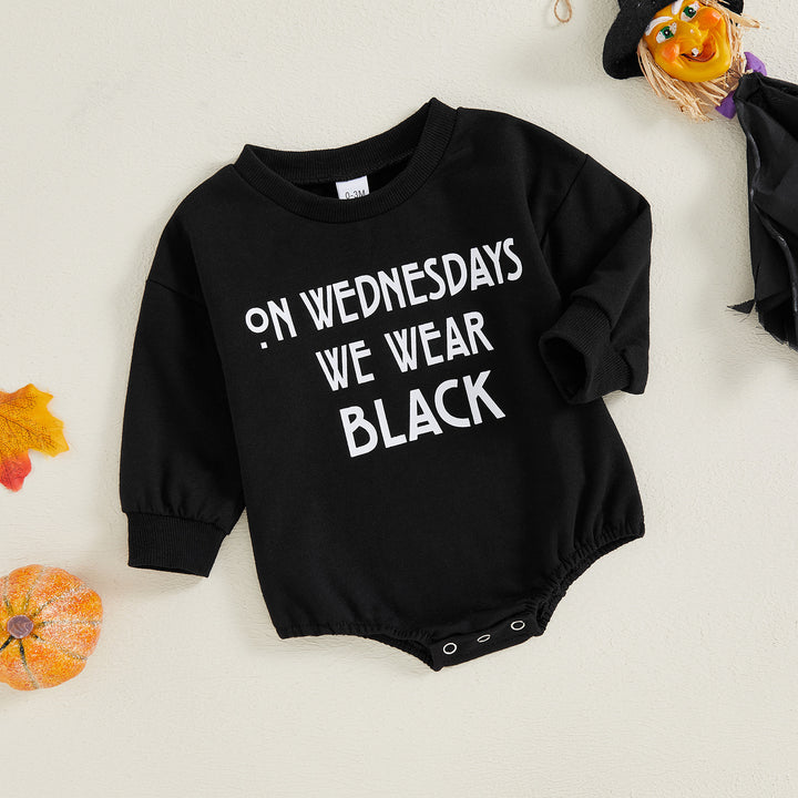 Halloween Wednesday Printed Long Sleeve Bodysuit for sibling