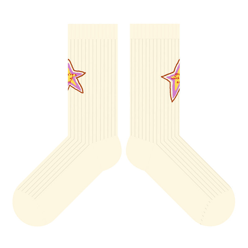 Sweet heart pattern mid-calf socks Valentine's socks