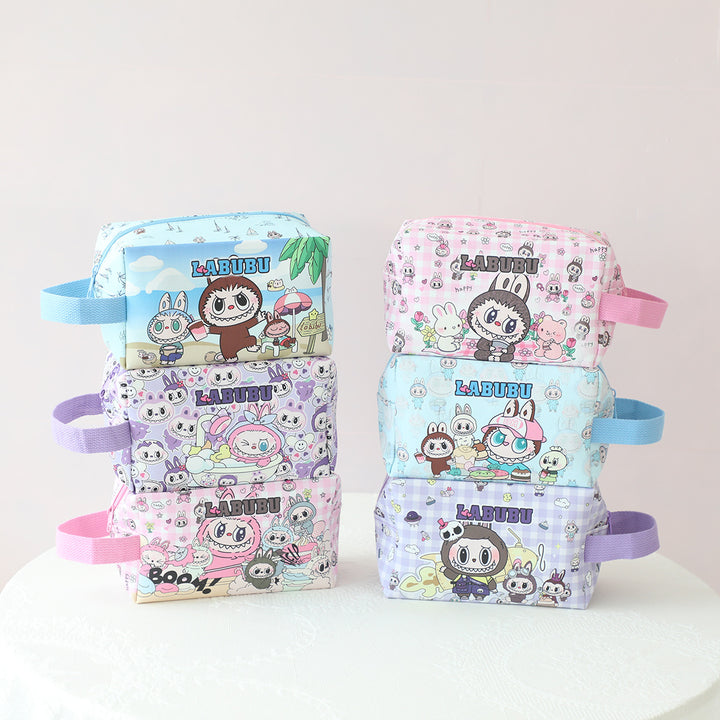 Labubu cute cartoon PU large capacity cosmetic bag
