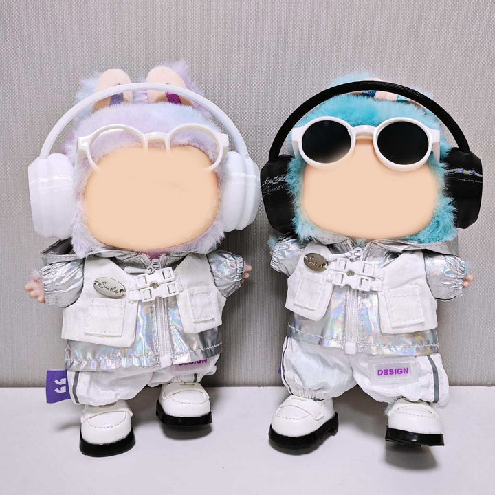 Silver Windbreaker Sports Trendy Suit for labubu