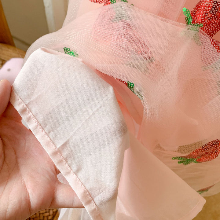 Girls Strawberry embroidery princess tutu dress