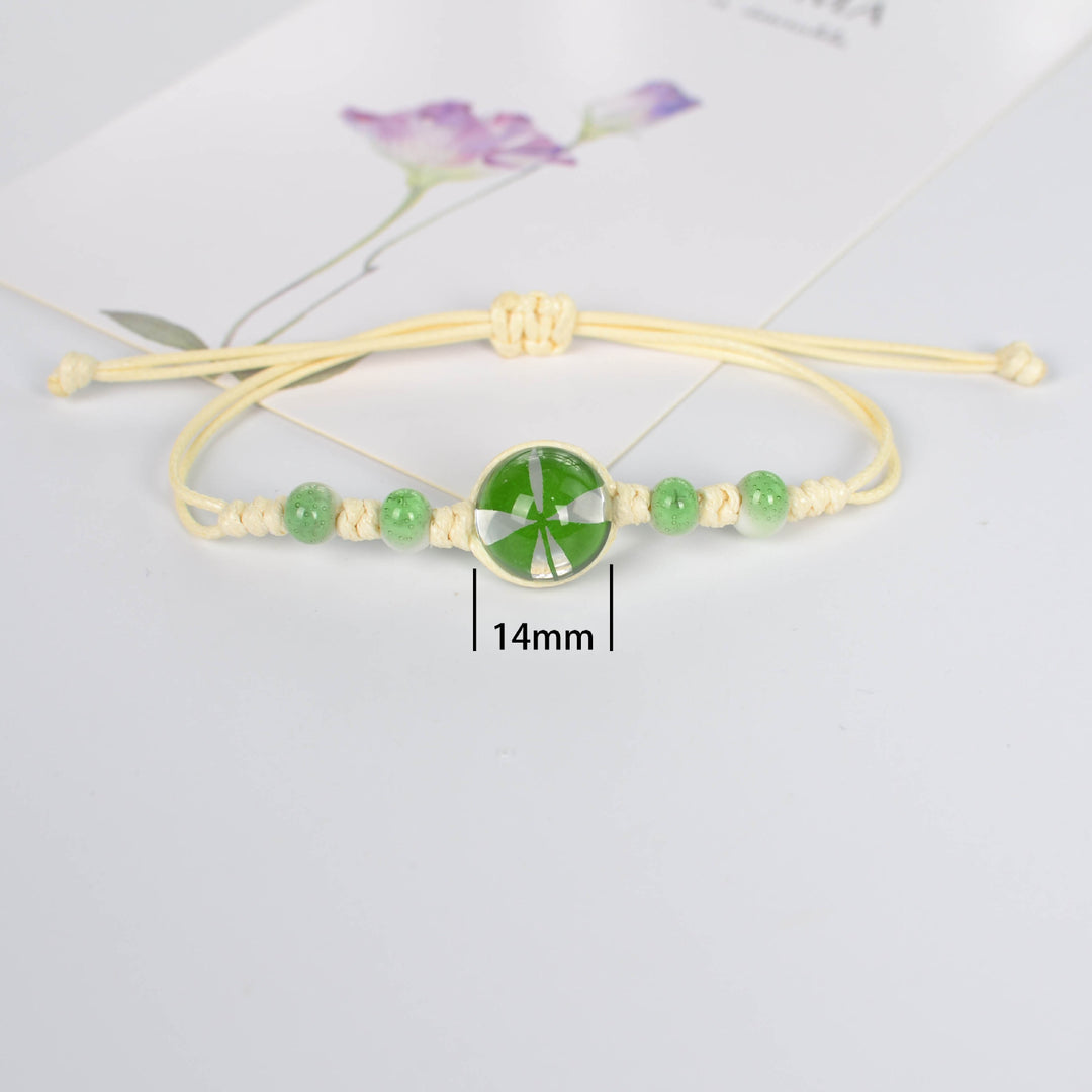 St. Patrick's Day braided beads clover bracelet