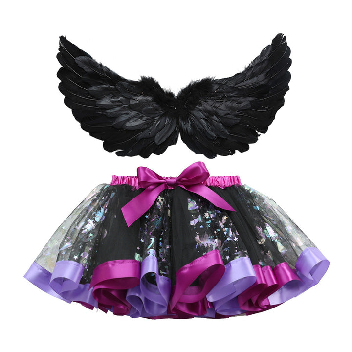 Halloween costumes girls tutu skirt&black feather wings