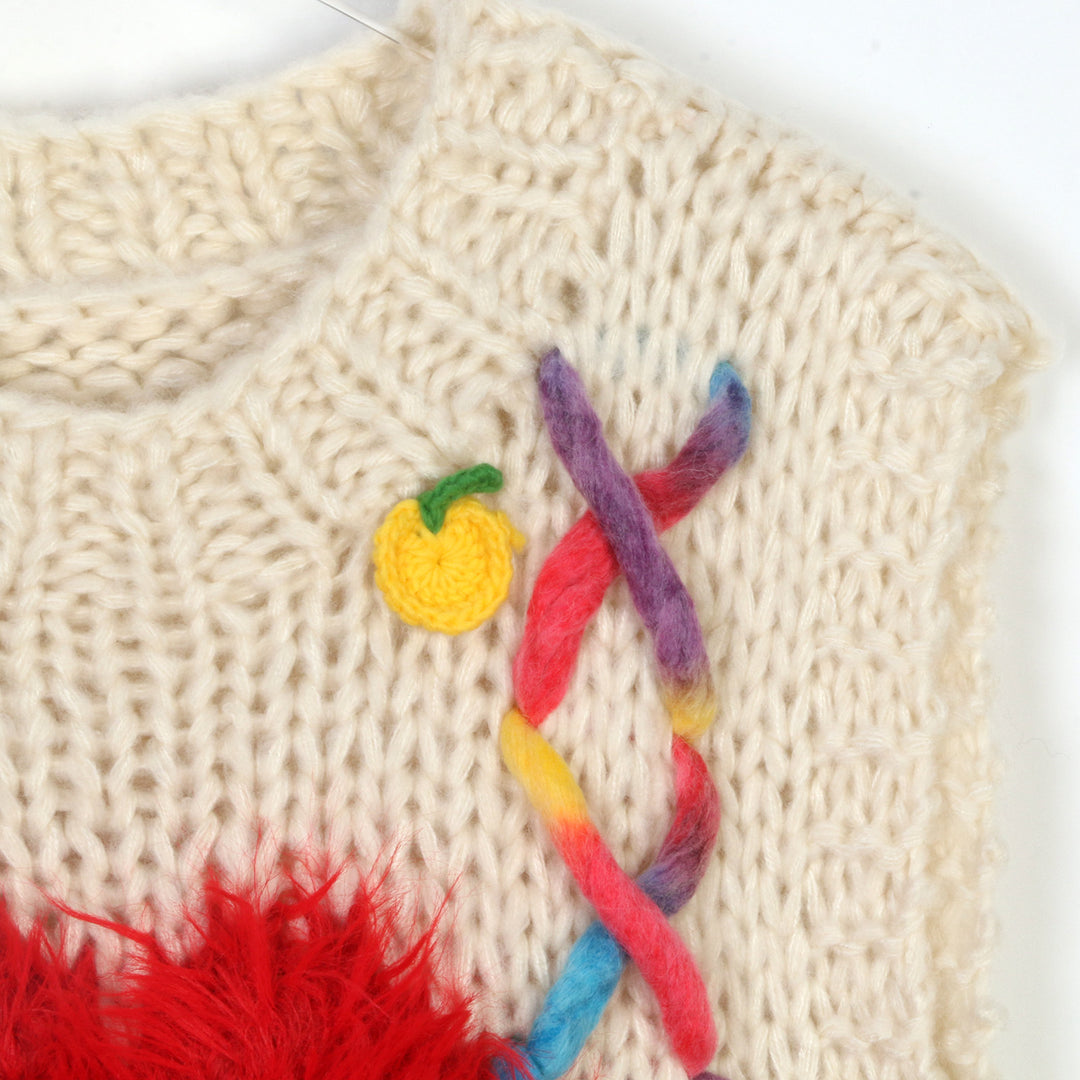 Sweet personality sleeveless Hand-crocheted love knitted vest